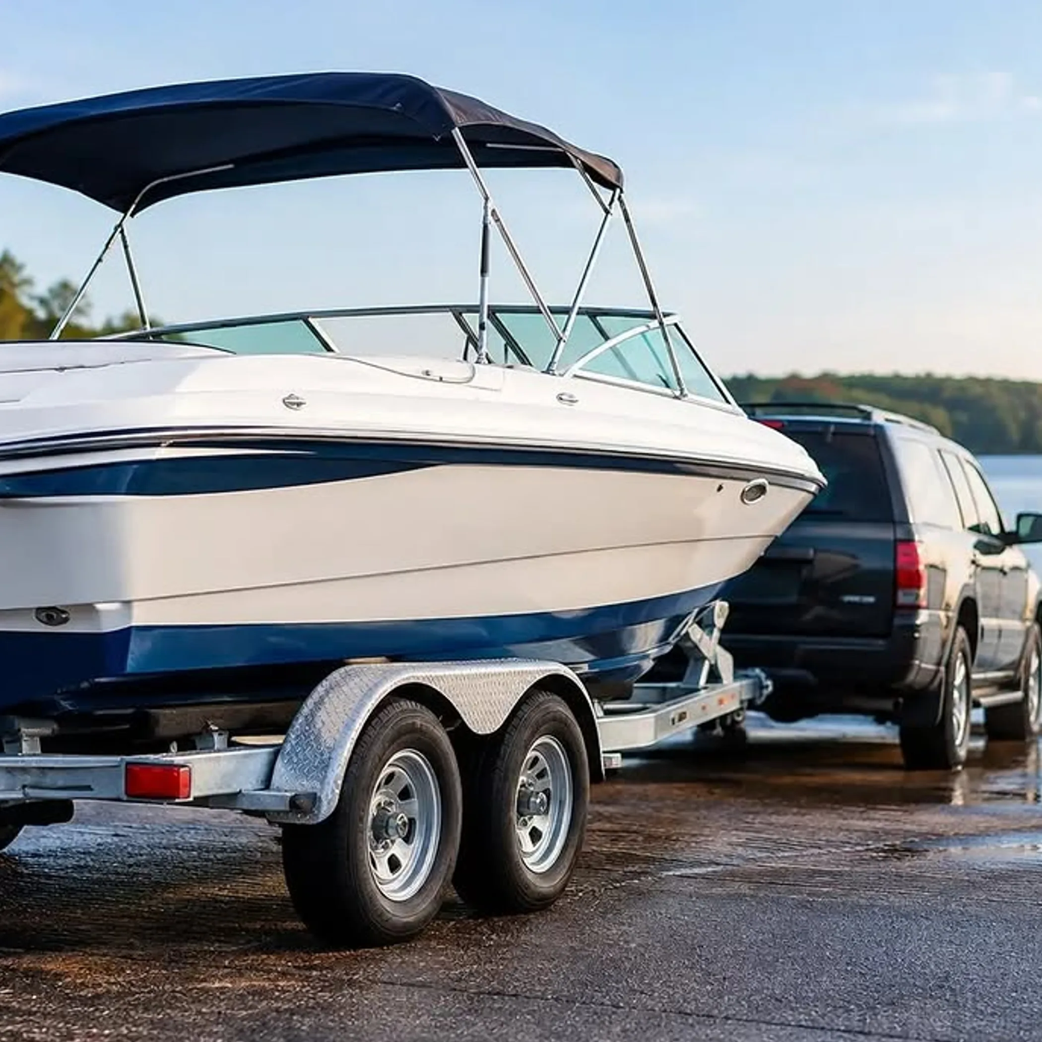 family boating on a lake